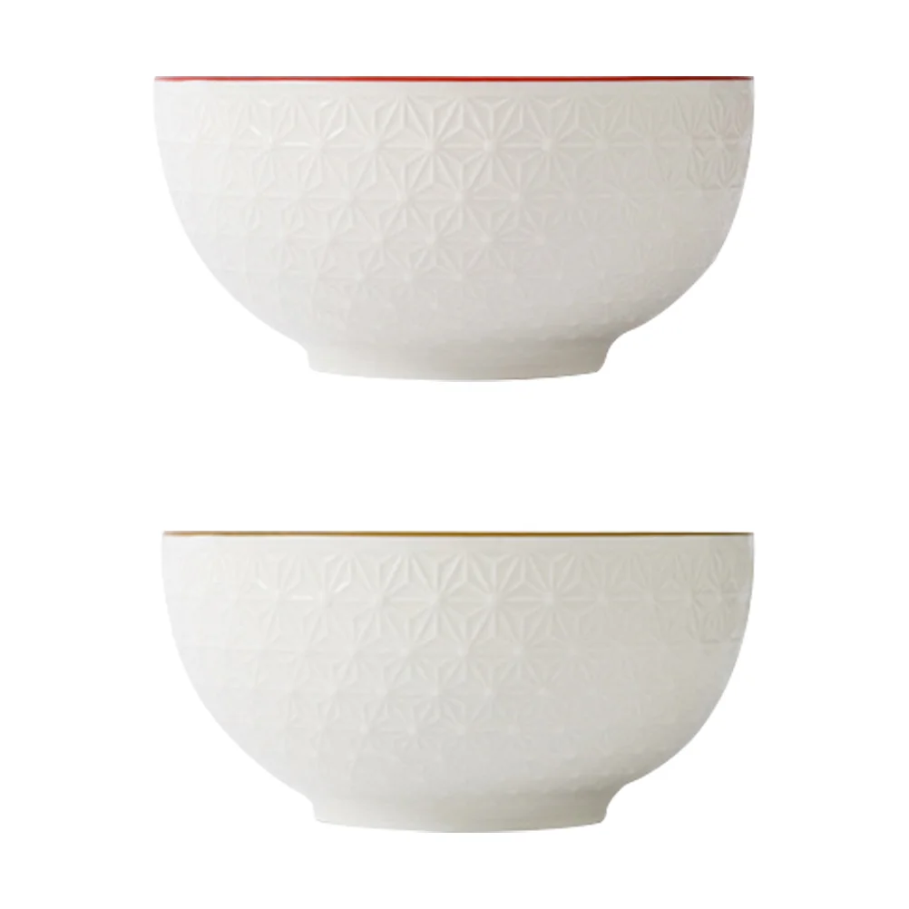 

2pcs Ceramic Fruit Salad Bowl Home Food Bowl Noddle Storage Bowl Kitchen Rice Bowls