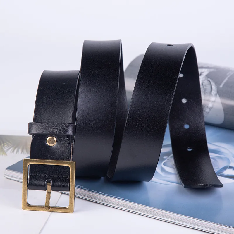 Fashion Women's Wide Leather Belt Casual Simple and Versatile Cowhide Fashion Belt Jeans Skirt Decorative Designer Belt