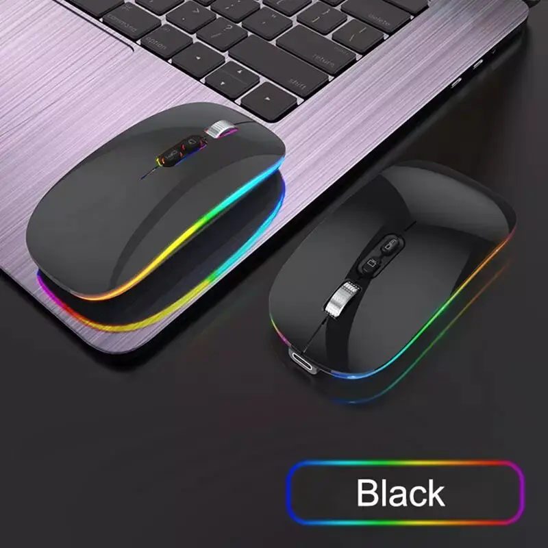 Dual Mode Bluetooth Wireless Mouse with One-Click Desktop Function Type-C Rechargeable Silent Backlit Mice for Laptop PC New |