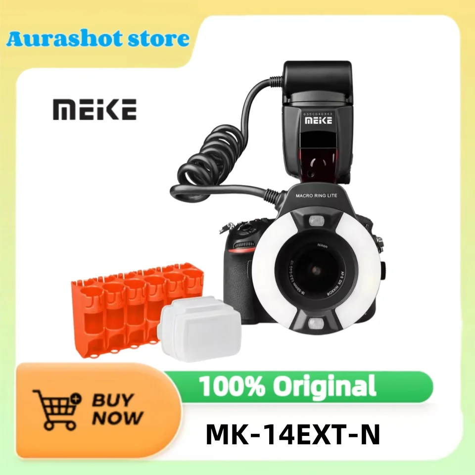 Фото Кольцевая вспышка MEIKE MK-14EXT-N Speedlite GN14 для Nikon D80 D300S D600 D700 D800 D800E D3000 D3100 D3400 D5000 D5100 D7000 №1