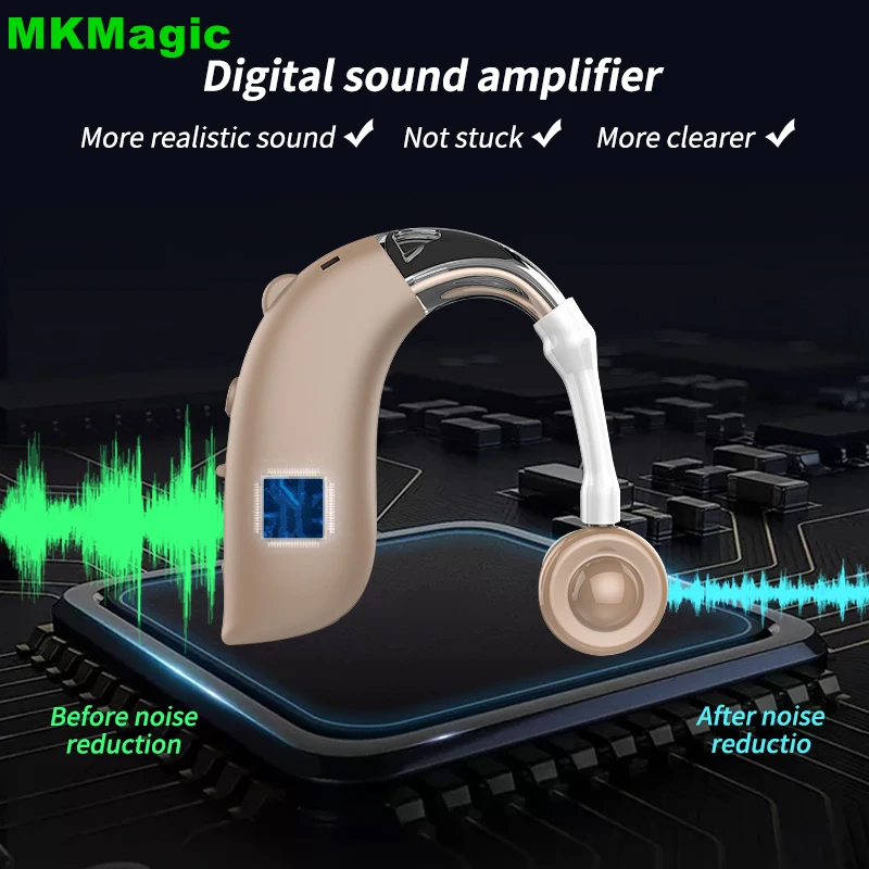 Мини перезаряжаемый слуховой аппарат цифровой BTE с регулируемым тоном усилитель