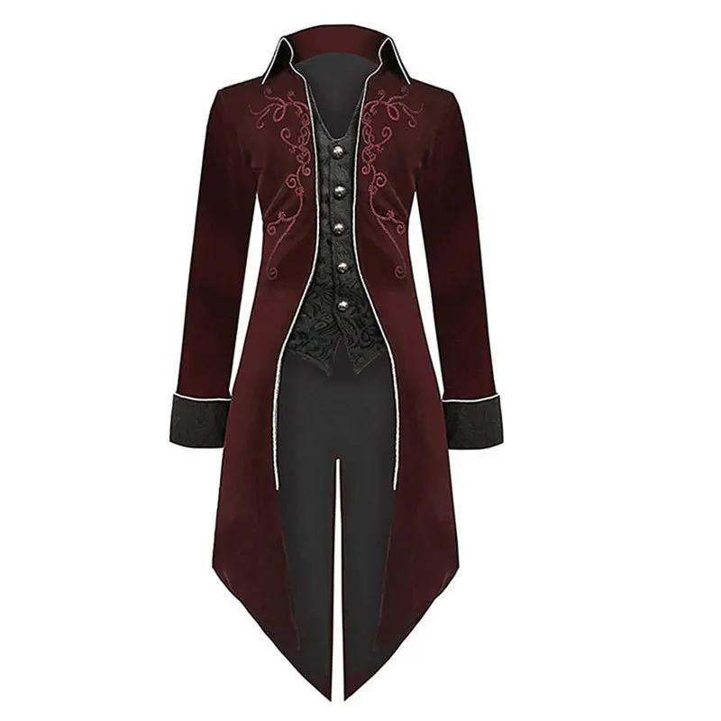 

New European And American Medieval Suede Mid-Length Tuxedo