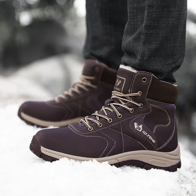 Xiaomi SALUDAS Men Hiking Boots Winter Fur Warm Snow Boots Waterproof Outdoor Trekking Work Shoes Hunting Sneakers Men's Shoes