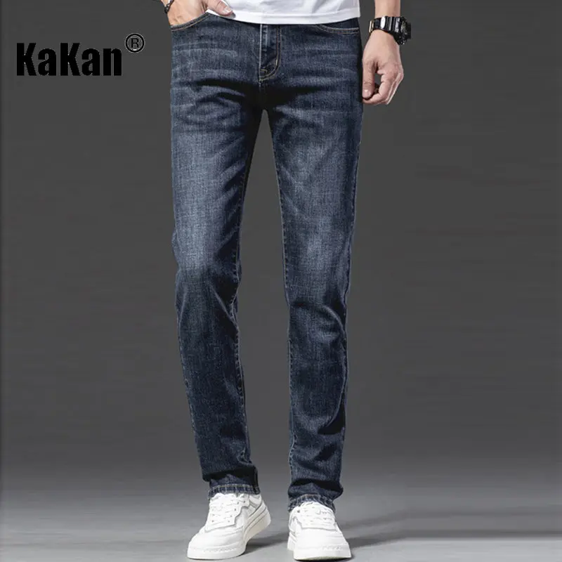 Kakan - European and American New Straight Tube High-end Trendy Jeans for Men Thin and Slightly Elastic Casual Long Jeans42-1951