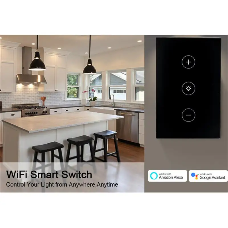 

Умный выключатель Tuya с Wi-Fi, беспроводной светильник с регулируемой яркостью, дистанционное управление, бытовая техника, вкл/выкл, стандарт С...