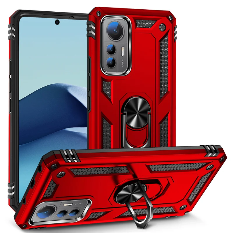 

For Xiaomi 12 Lite Case Car Magnetic Ring Holder Armor Back Cover for Xiomi Mi12 Lite Mi 12Lite 12 Light Stand Phone Cases