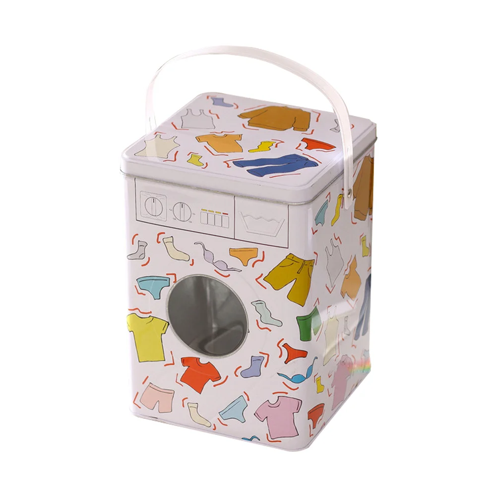 

Storage Tin Powder Laundry Box Metal Coffee Washing Detergent Tea Containers Jar Bin Empty Tinplate Canister Ground Vintage