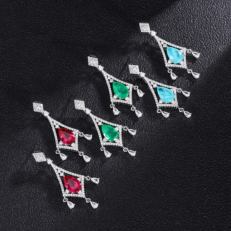 

genuine Luxury brand real jewels Net red wind new simulation color treasure earrings creative temperament female Earrings main 8