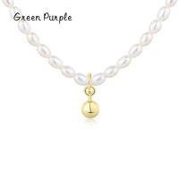 green purple s925 sterling silver elegant white pearl charm necklace gold beads pendant choker necklace for women fine jewelry