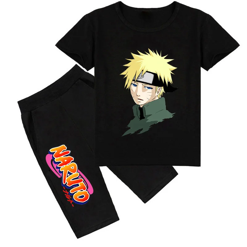 

Japanese anime Nerutos Tshirts 2PCS Sets Kids New cartoon Print Tees pants Suits 4-14 Years Summer Children Clothes Cotton Suit