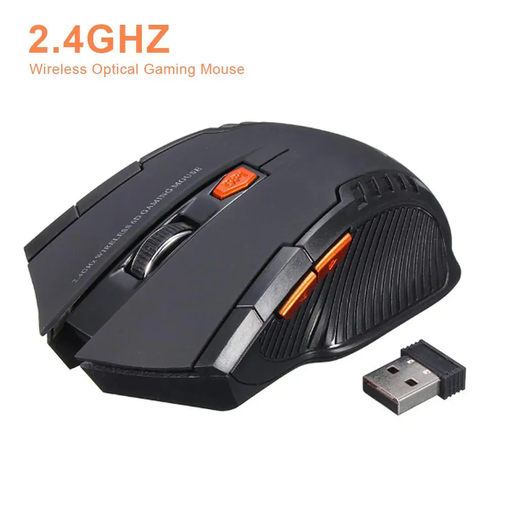 Ratón óptico inalámbrico de 2000DPI y 2,4 GHz para Gaming, Mouse óptico para PC, portátiles, juegos optoelectrónicos, con receptor USB