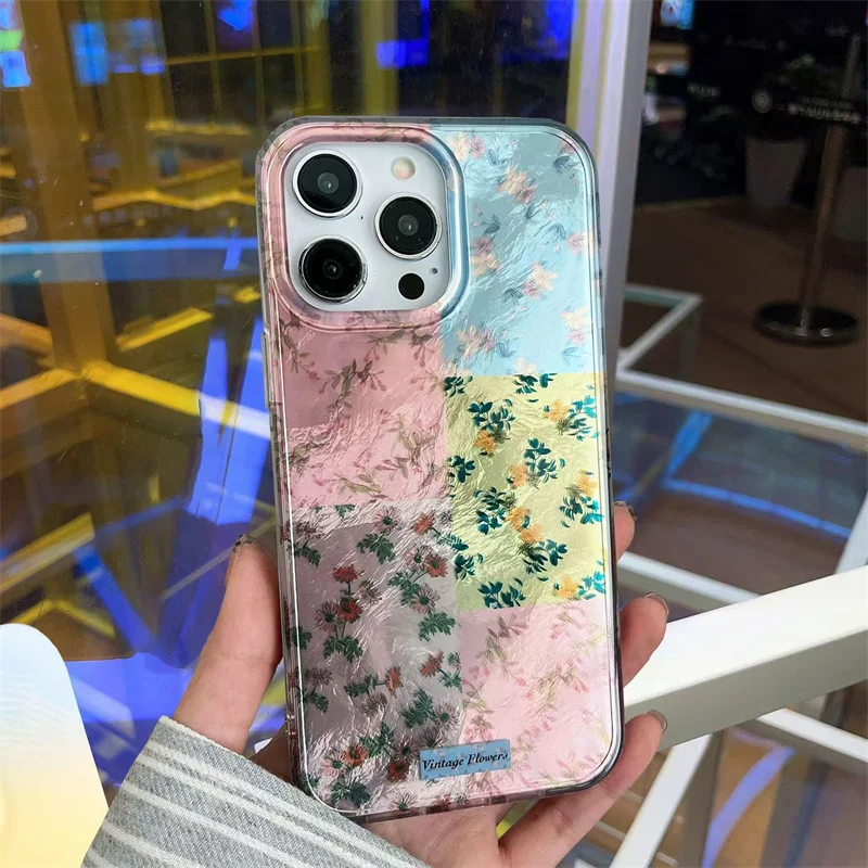 Фото Противоударный чехол для iPhone 16 Pro Max, 17, 15, 14, 13, 12, 11, XS Max, X, XR, 7, 8 Plus, SE2, 16 с цветочным пэчворк-узором «Вихрь» №5