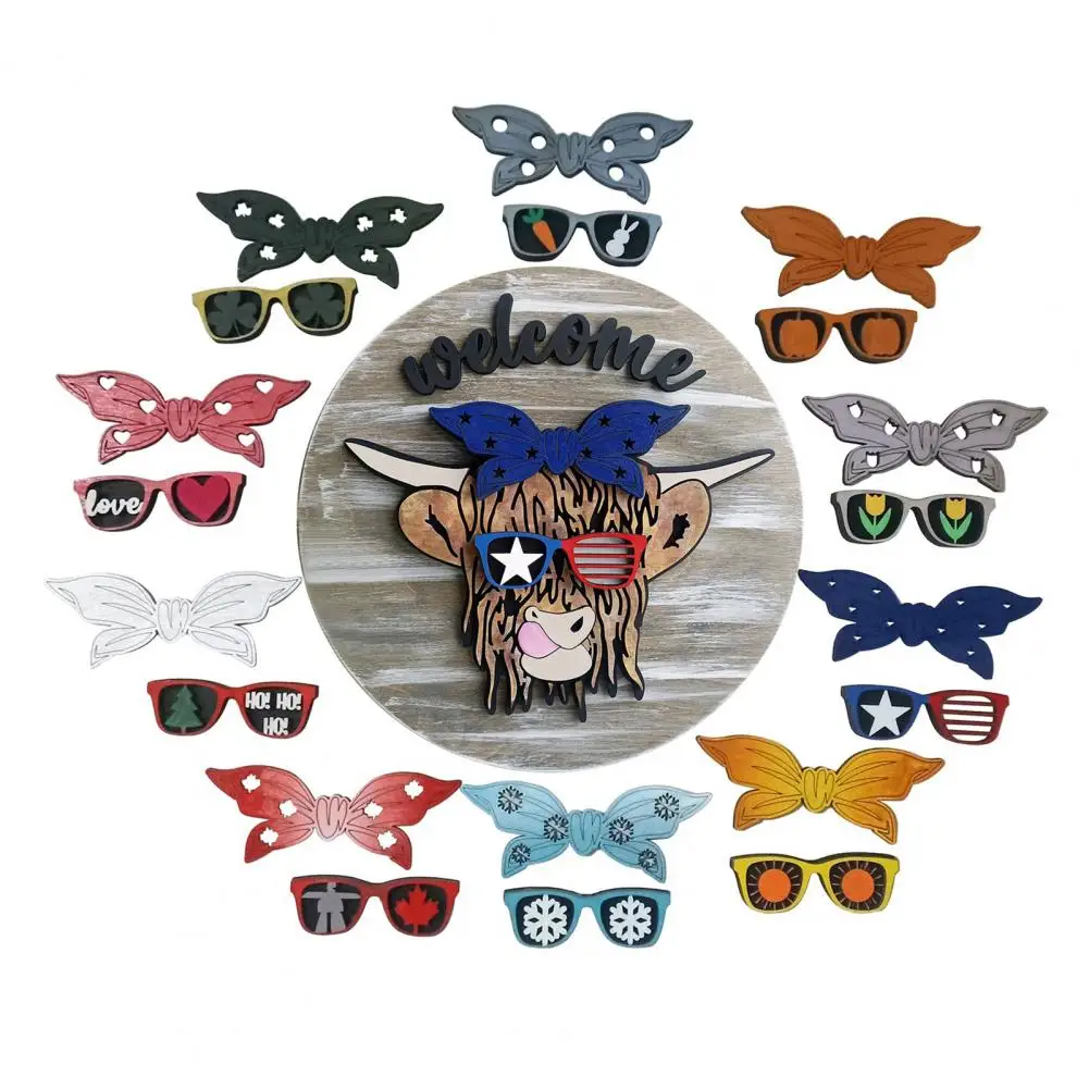

1 Set Fashion Festival Pendant Easter Sign Welcome Sign Pendant Wooden Bull Head Front Door Sign Hanging Decoration Home Decor