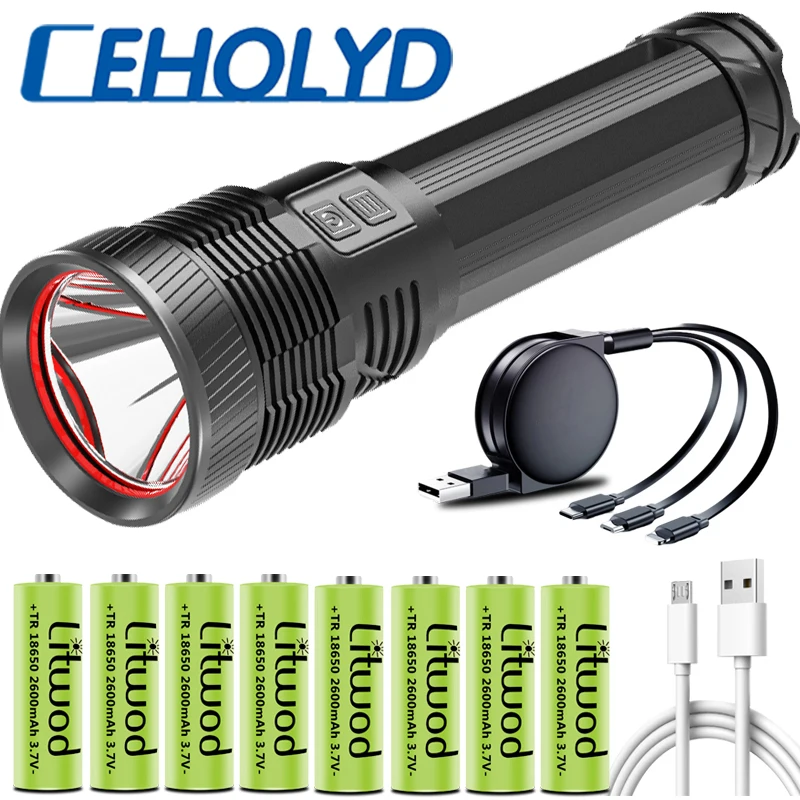 

CEHOLYD Ultra Bright XHP70.2 High Quality Tactical Led Flashlight Powerful Torch Usb Rechargeable 18650 26650 Battery Lantern
