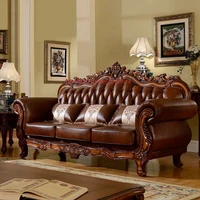 european leather sofa set luxury living room furniture american luxury solid wood first layer cowhide sofa combination couch