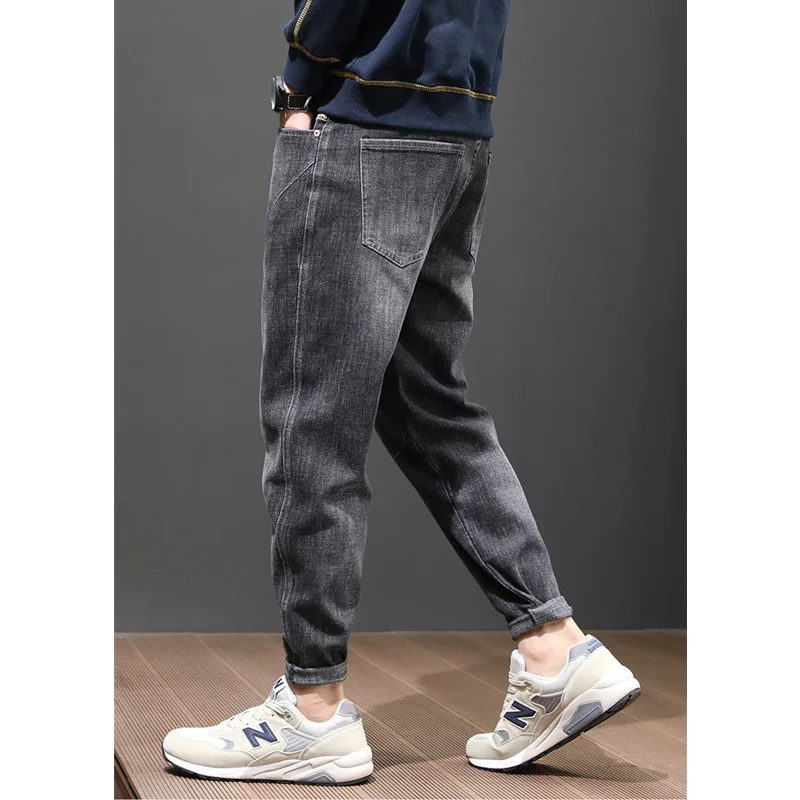 Streetwear Men New Pattern American Vintage Black Jeans Loose Elastic Force Street Large Haren Pants Autumn and Winter Female