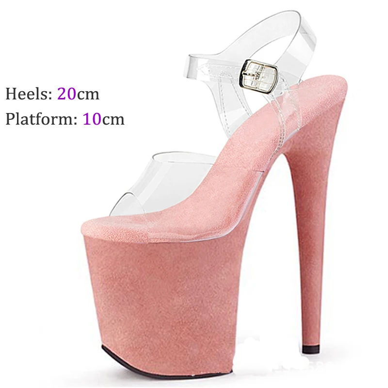 

New 10CM High Waterproof Platform PVC Upper High-heeled Women Sandals Fashion Pole Dance Model Walk Show Dress Shoes