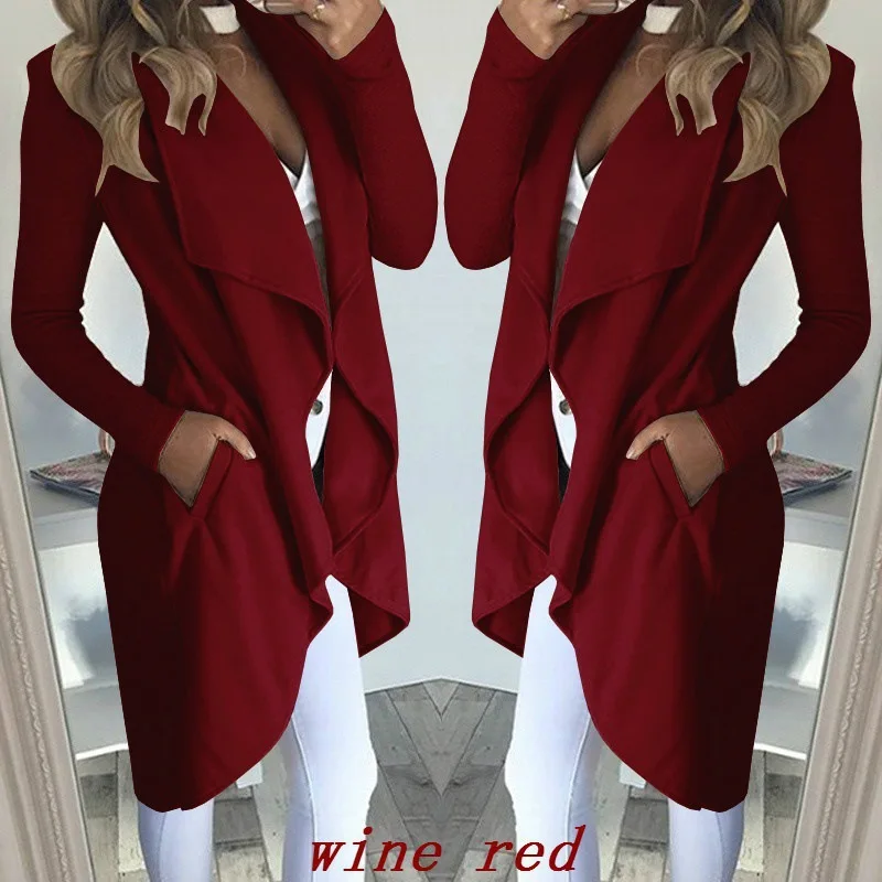 

2023 Fashion Solid Color Trench Coat Women Polo Neck Slim Fit Long Windbreaker Coat Women Jackets