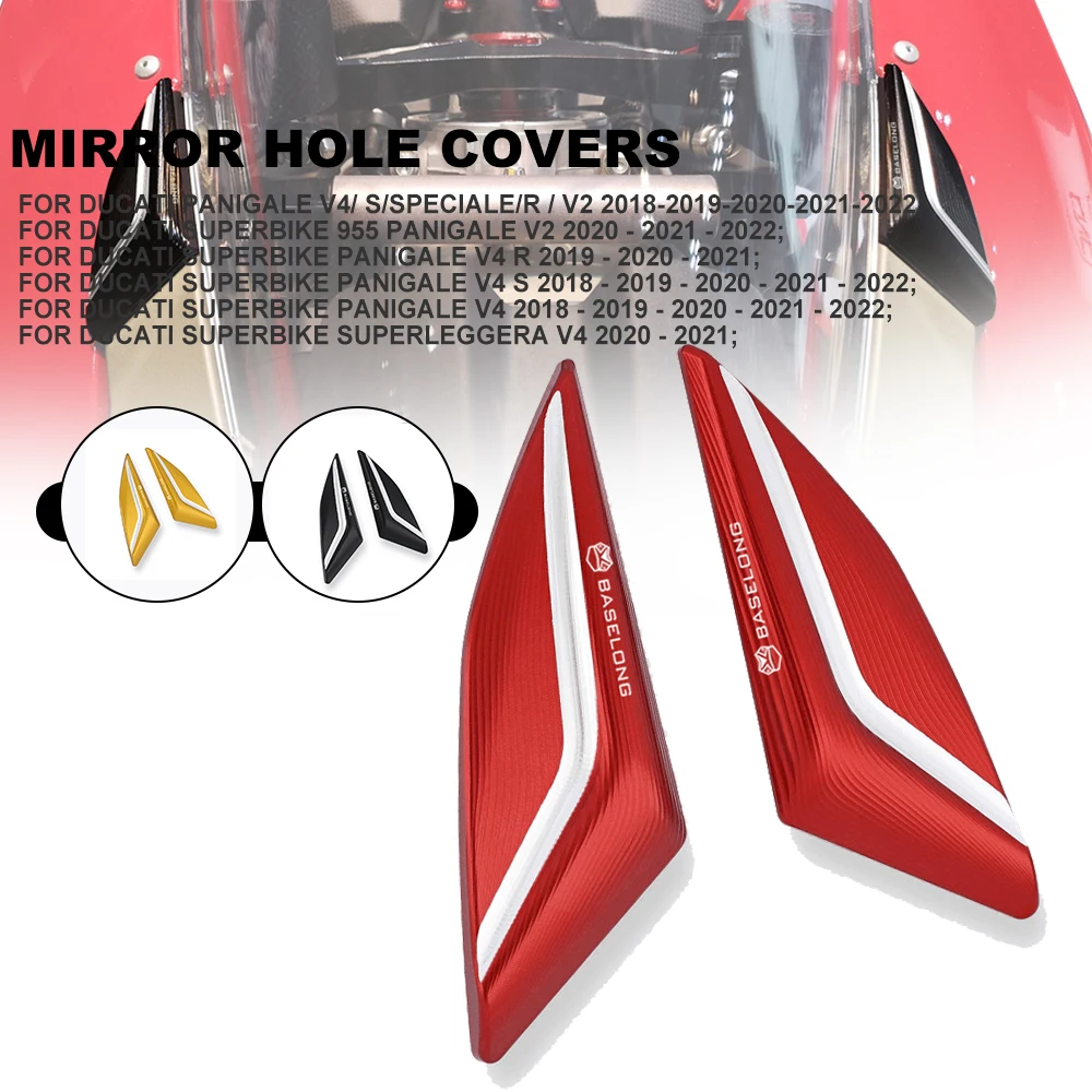 

Motorcycle Windscreen Driven Mirror Eliminators Cap CNC Aluminum Mirror Hole Cover For Ducati 955 Panigale V4 S Speciale R V2