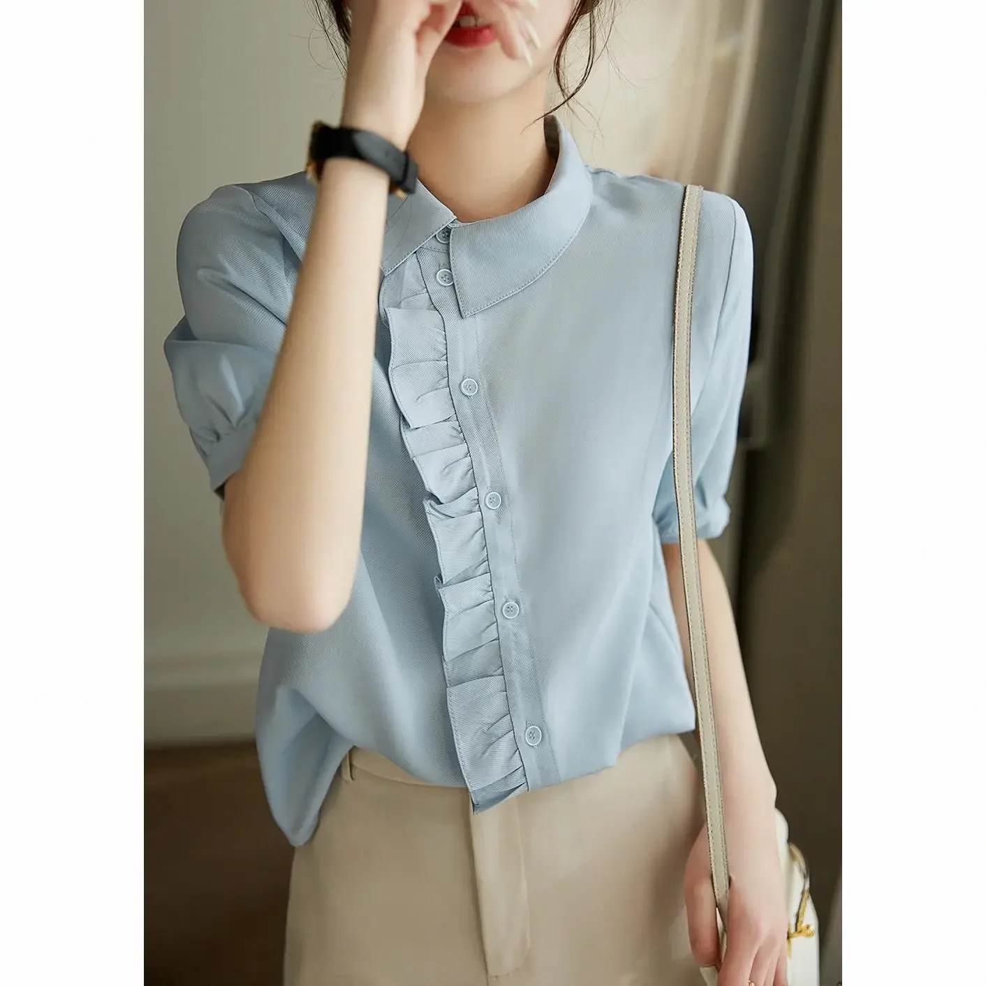 Элегантная женская рубашка Laise с милой планкой и деревянными ушками новый