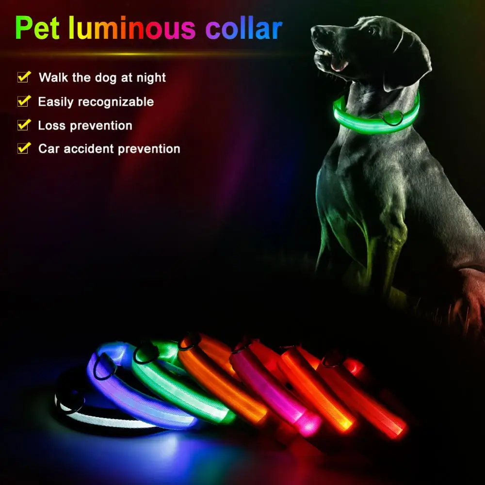 

Nylon Pet LED Light Up Dog Leash Collar Night Safety Brand Flashing Adjustable Dog Supplies Collars, Harnesses & Leads Products