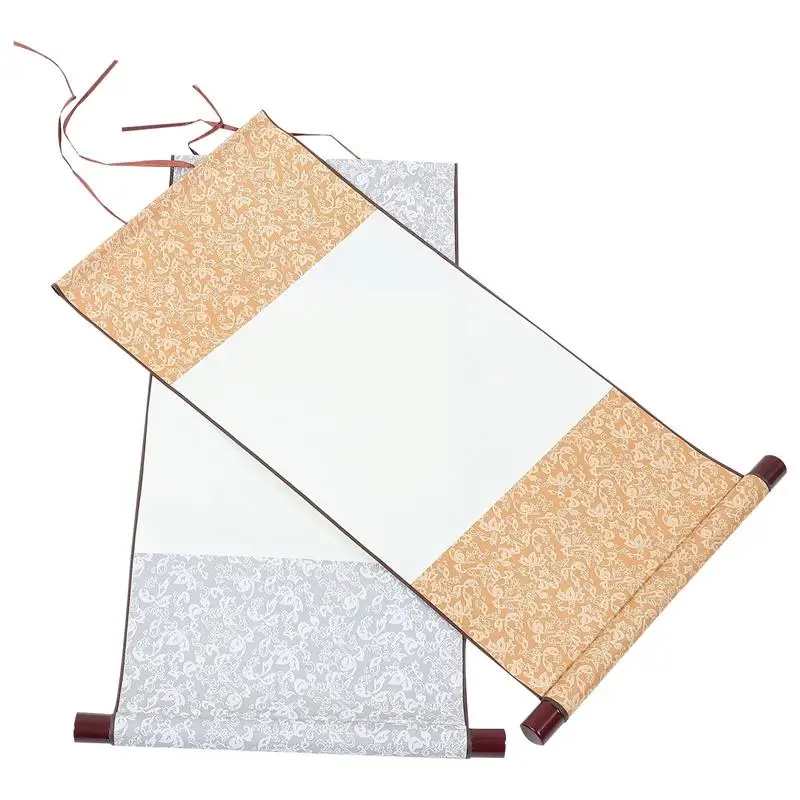 

2pcs Calligraphy Blank Scroll Chinese Calligraphy Paper Blank Hanging Drawing Scroll Blank Calligraphy Hanging Painting Scroll