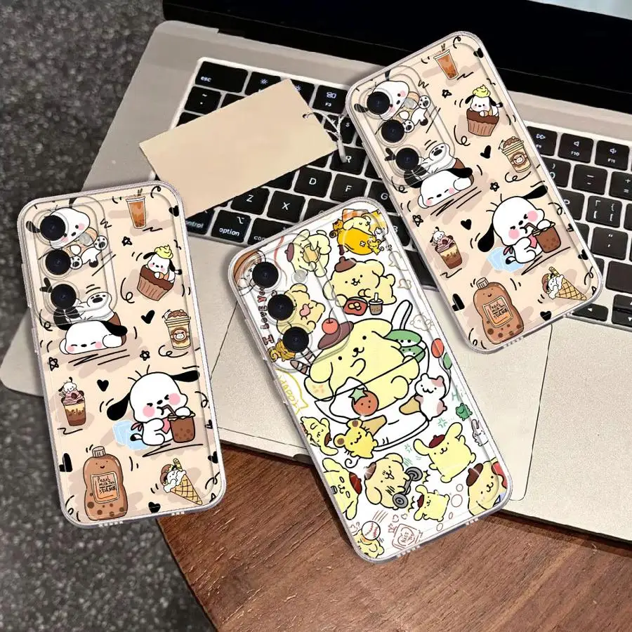 Фото Чехол для телефона Sanrio Pompompurin Pochacco для Samsung Galaxy A12 A35 A15 A51 A22 A06 A35 A72 A71 A72 A54 A50 A56 A73 №1