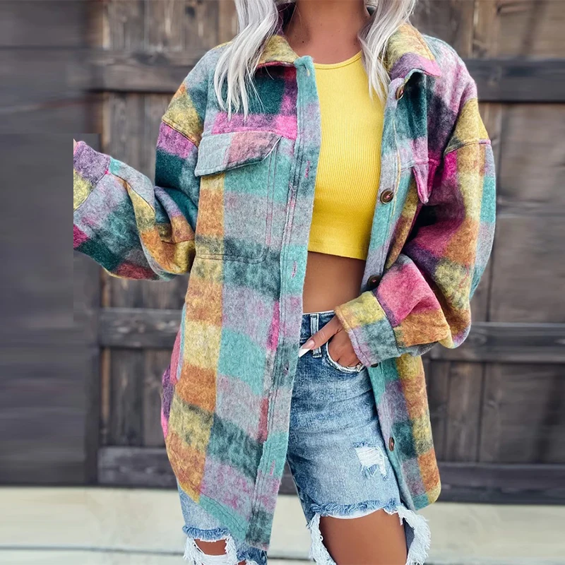 Куртка женская с отложным воротником и длинным рукавом Повседневная Уличная