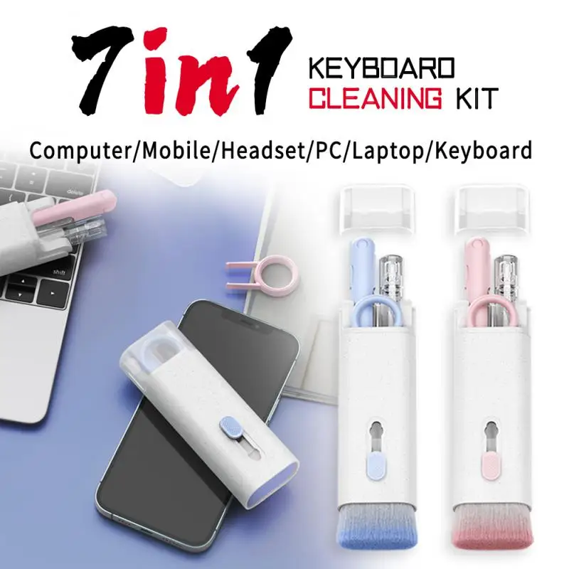 

7 In1 Computer Keyboard Cleaner Brush Kit Earphone Cleaning Pen For Headset Keyboard Cleaning Tools Cleaner Keycap Puller Kit