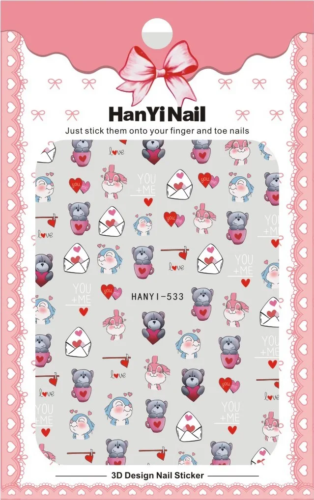 

Наклейки для ногтей на День святого Валентина, 3D наклейки для ногтей с клейкой фольгой для ногтей, новинка, горячая фотография ногтей