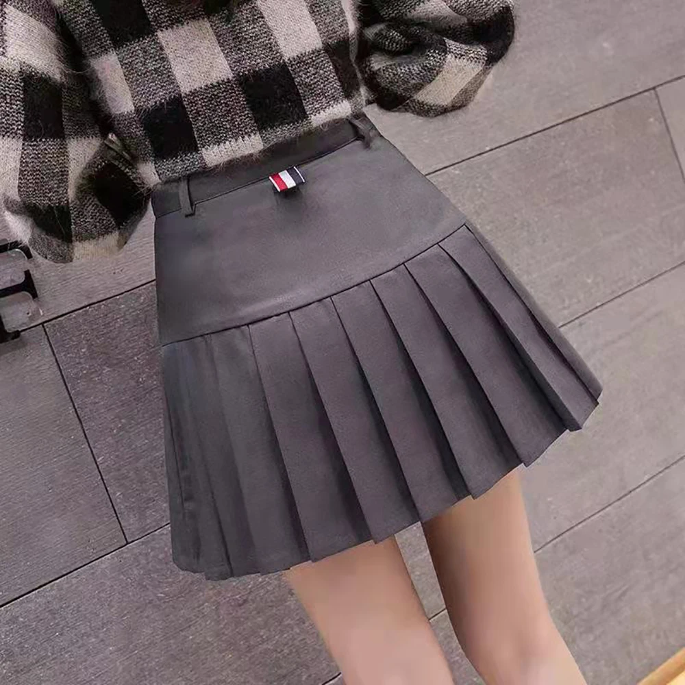 

New Petticoat Women's Skirt High Waist Uniform Pleated Skirts Korean Classic Stripe Tennis Skorts Female Mini jupe short falda