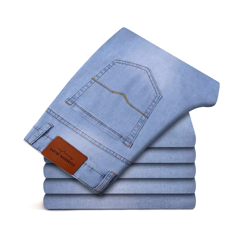 2022New Loose Thin Plus Size Jeans Spring and Summer New Fashion Casual Light Blue Stretch Pants Denim Trousers Male Brand