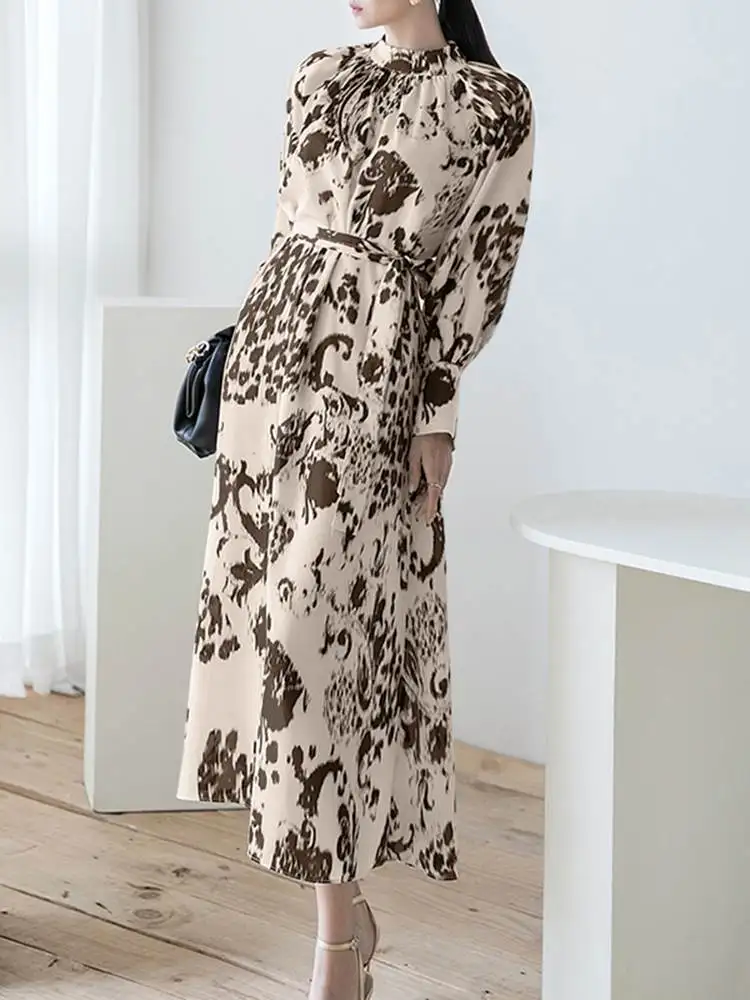 

ZANZEA Spring Printing Women Dress New A-Line O-Neck Full Sleeve Sundress Femme Stylish Elegant Casual Holiday Buttons Robe 2022