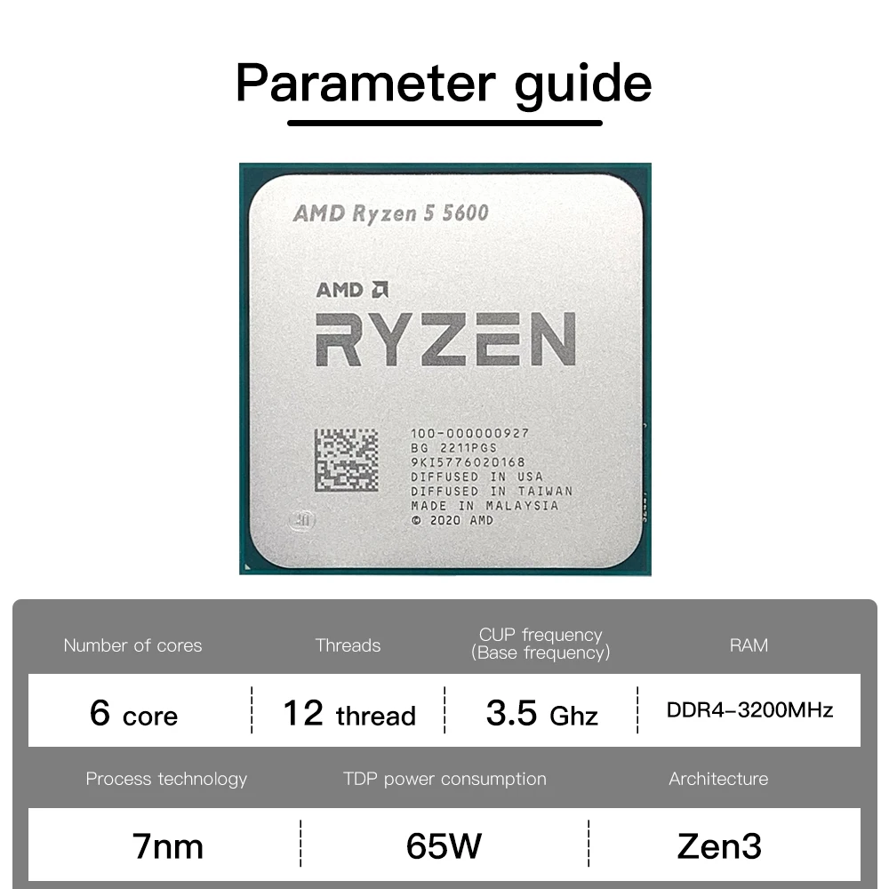 Игровой процессор для ПК Socket AM4 6-ядерный 12-поточный 4 ГГц 65 Вт DDR4 аксессуары