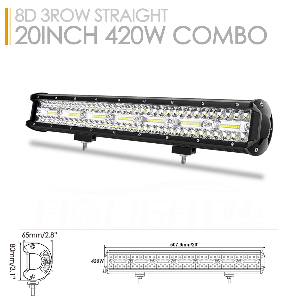 3Row 20Inch 420W LED Beam Vehicle Light Bar Work Light For Car Tractor Boat Off Road 4x4 Accessories ATV Combo 12V24V Trailer