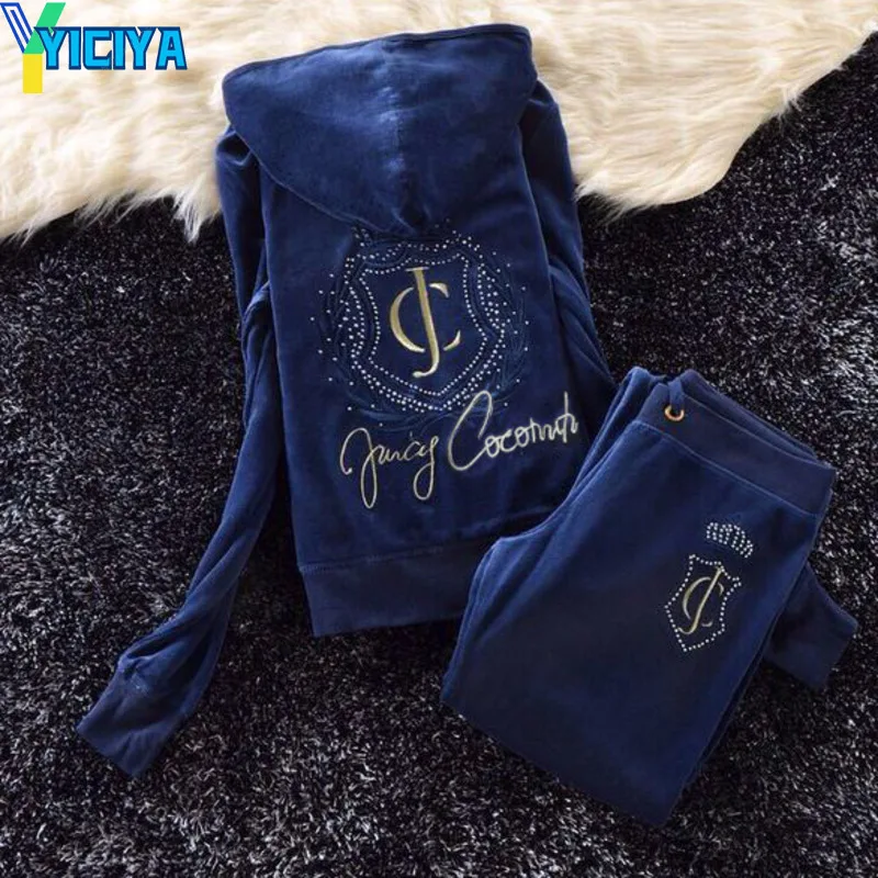 

YICIYA Velvet Zipper Sweatshirt And Pants Women's winter Large Size Velour Suits Two Piece Set Tracksuit Women Suit Female 2023