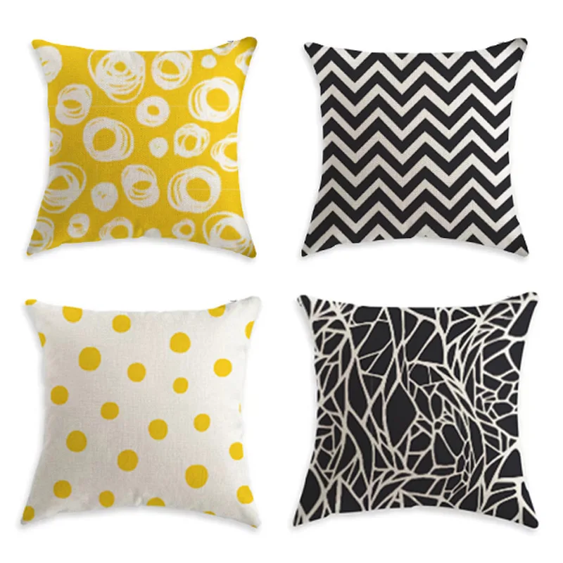 Лен/хлопок наволочка геометрический принт