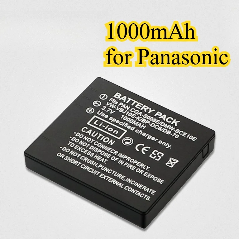 Фото Сменный аккумулятор DMW-BCE10E CGA-S008E 1000 мАч для Panasonic Lumix серии DMC, совместимый аккумулятор для камеры №1