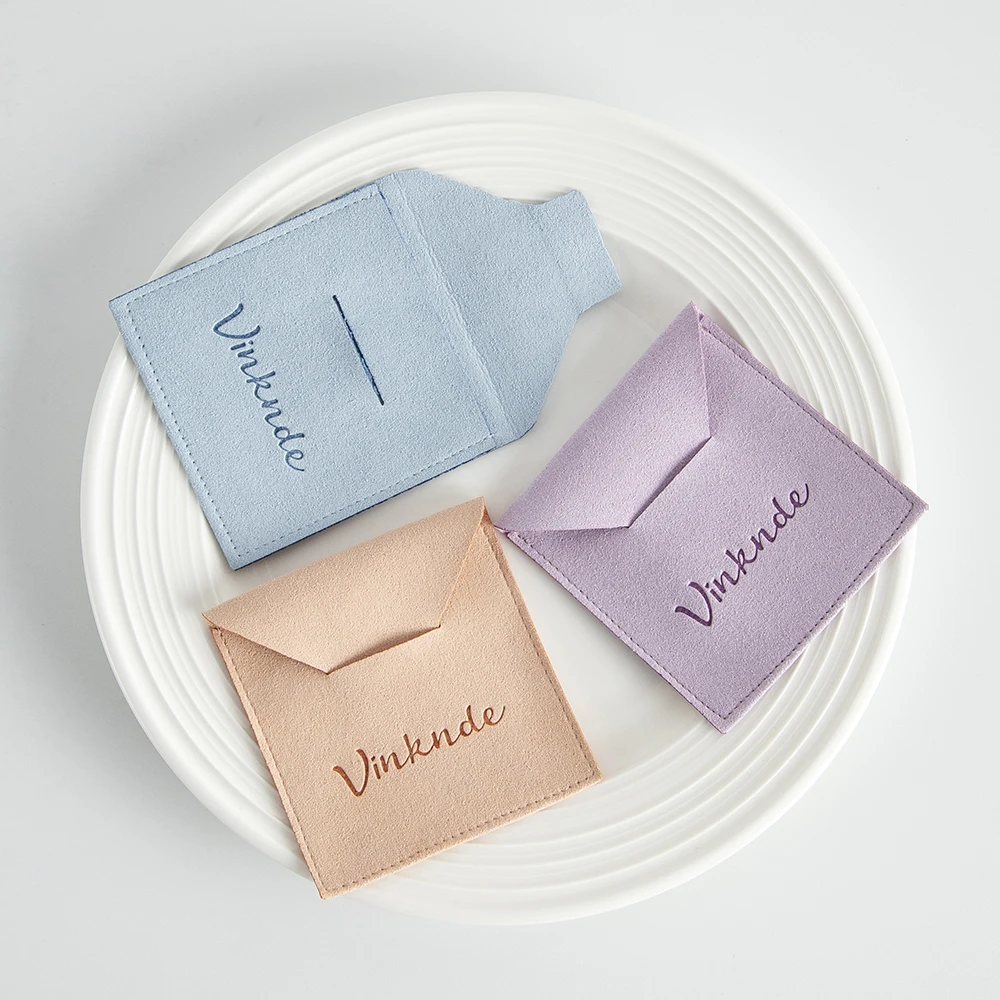 100Pcs/Lot Microfiber Jewelry Bag Envelope Velvet Pouch for Necklace Ring Earring Wedding Gift USB Disk Organizer Can Print Logo