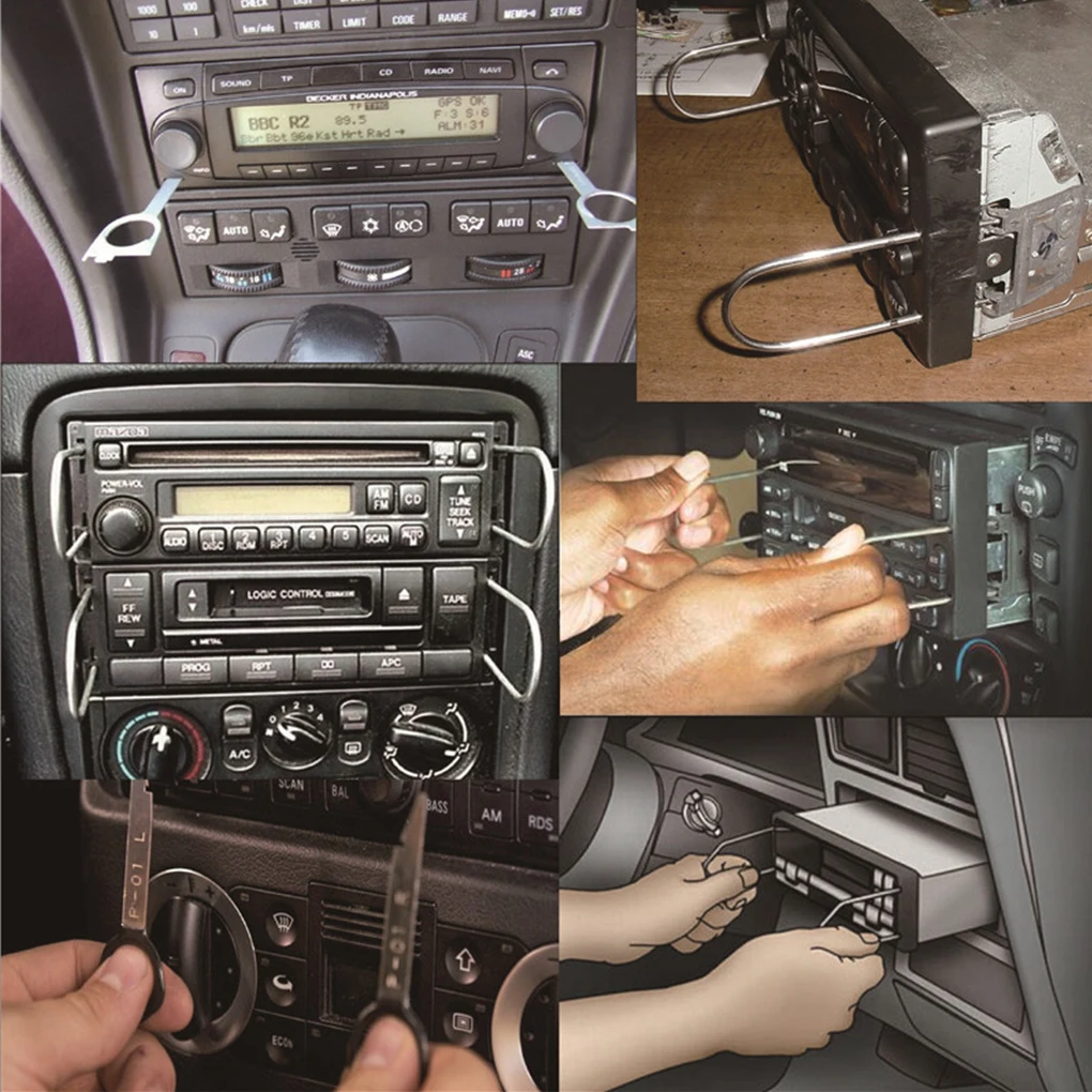 

1 Set Radio Remover Stainless Steel Storage Box Rust-proof Professional Removal Tool Bracket Car Supplies Release Key