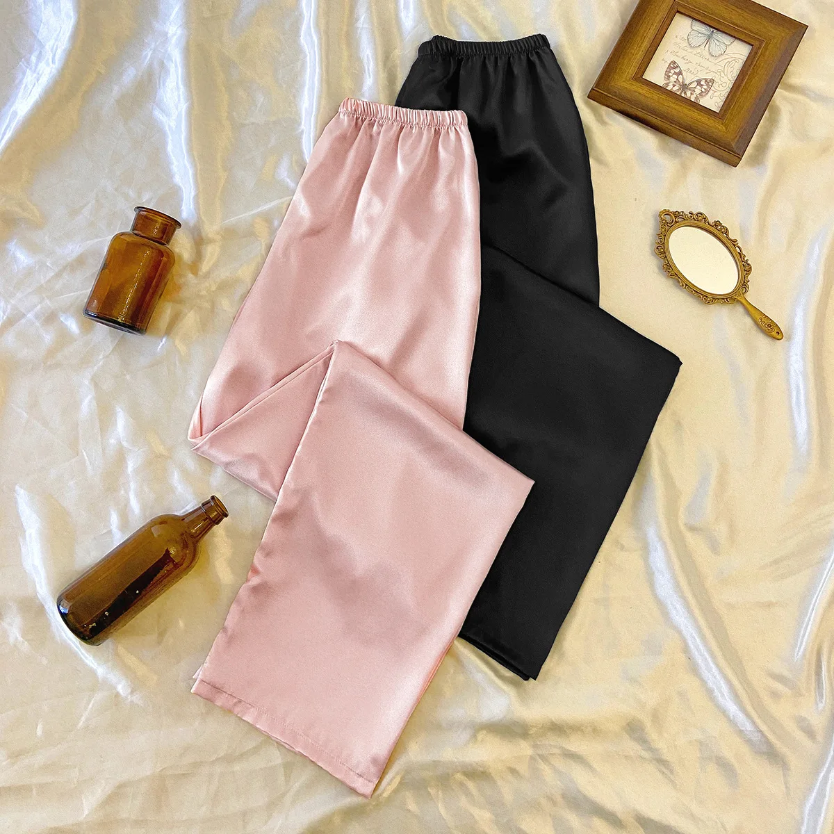 

2 Pcs Set Women Casual Pajama Pants Thin Loose Trouser Home Clothes for Spring and Autumn Home Comfortable Female Pajama Pants