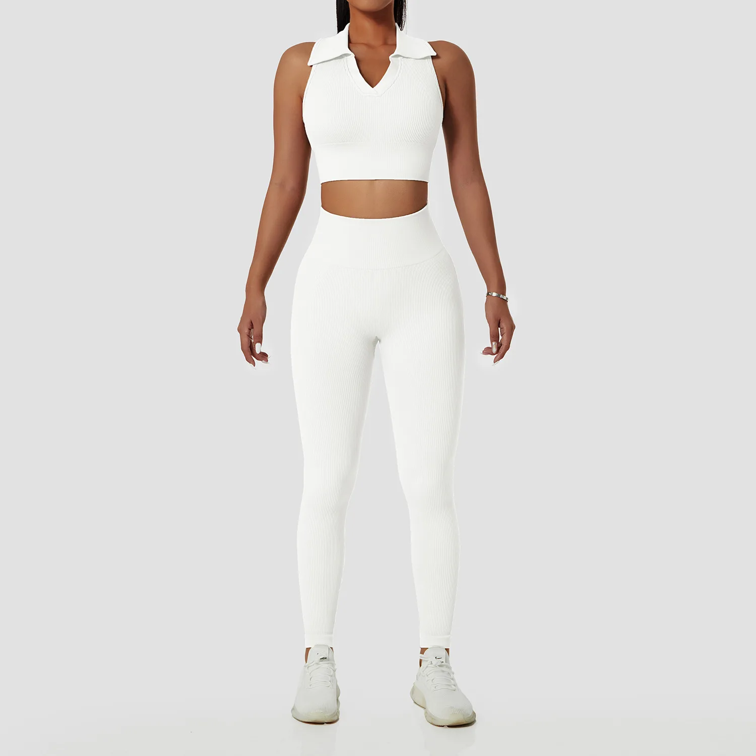 Женский комплект для йоги из 2 предметов леггинсы с высокой талией спортивный