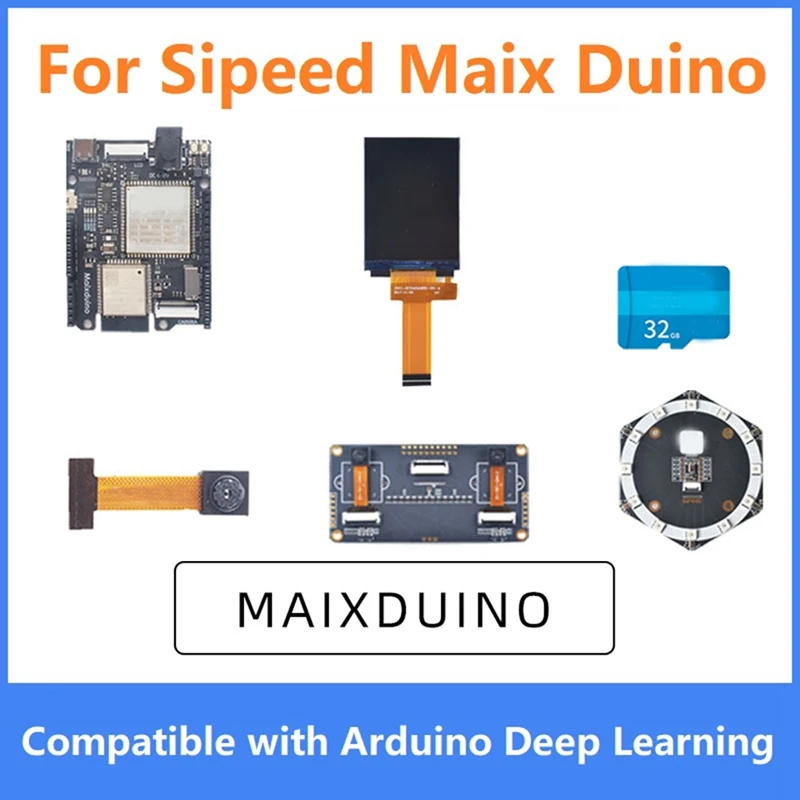 

Для Sipeed Maix Duino макетная плата PCB K210 RISC-V AI модуль с экраном 2,4 дюйма + микрофон + бинокулярная камера + TF карта