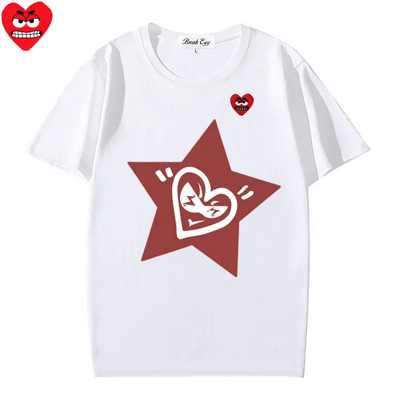 Женская и мужская футболка с принтом звезд хлопковая милая прямая летняя круглым