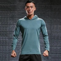 autumn breathable running hooded t shirt men gym clothing long sleeve slim tee shirt bodybuilding and fitness sportwear t shirts