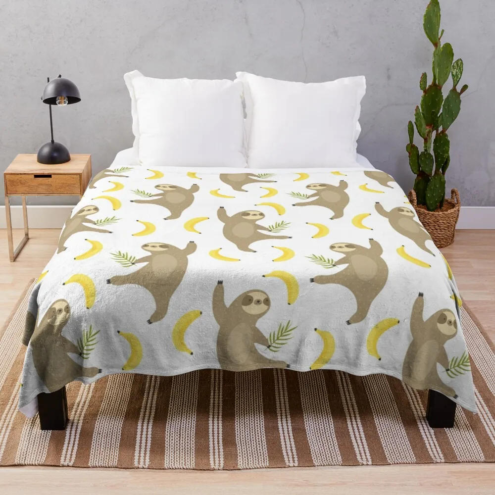 

Sloth Banana Pattern Throw Blanket 3D Blanket Multi-Purpose Baby Blanket
