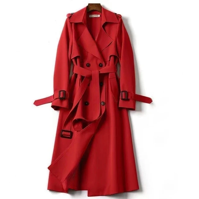

2023 Fashion British Style Overknee Trench Coats Autumn Women Trench Coat Large Size 4XL Coat Women's Mid-Length Female Clothes
