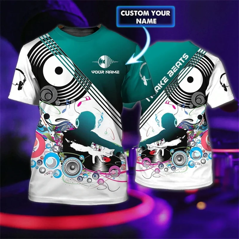 Фото Мужская футболка с 3D принтом DJ Music Graphic, летняя модная унисекс, повседневная футболка с рукавами Sjort, подарок для DJ Lovers, топы №1