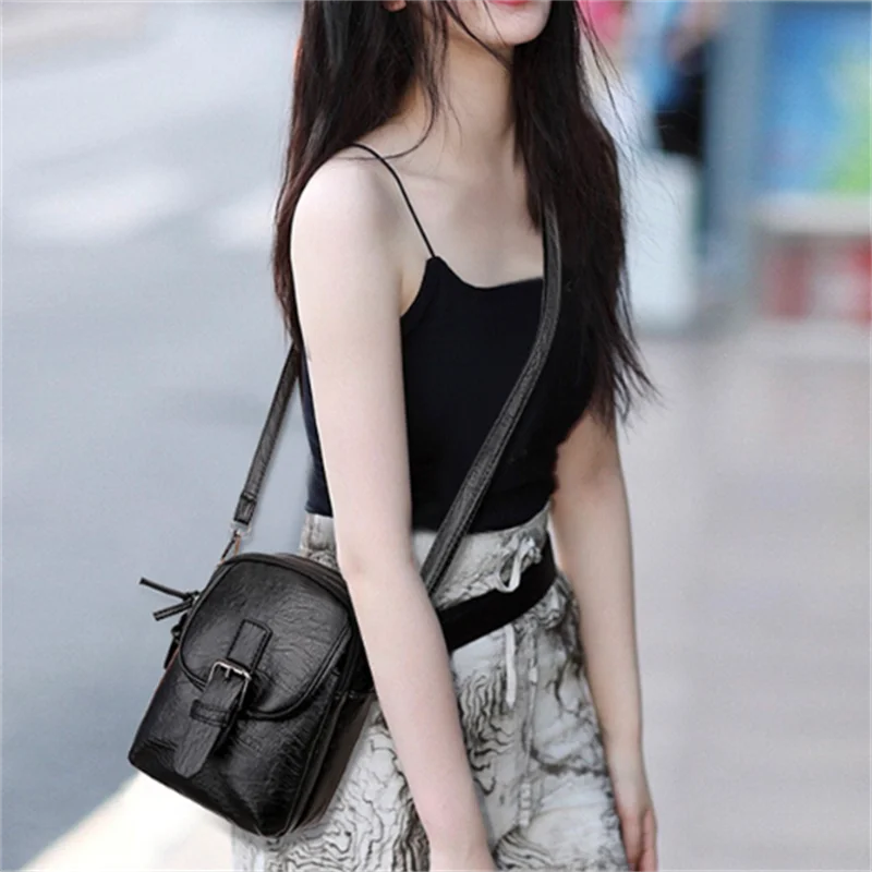 

Винтажная женская сумка через плечо из искусственной кожи, Многофункциональный мессенджер, многослойная дамская сумочка для телефона