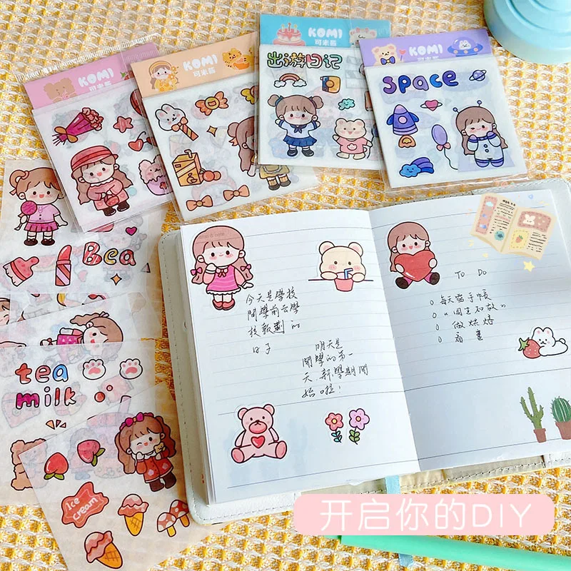 

2022 12pcs Cute Girls Stickers Korean Ins Kawaii Stickers for Kids Stationery Notebook Journal Handbook Water Cup Diy Decoration